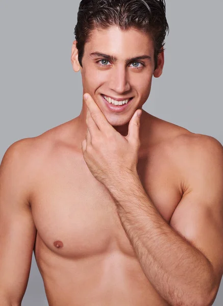 Now Thats Smooth Studio Shot Handsome Bare Chested Young Man — Stock Photo, Image