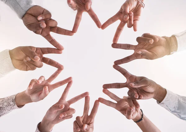 Firma Paz Apoyo Unidad Con Los Empresarios Trabajo Equipo Colaboración — Foto de Stock