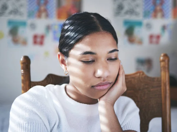 Depressionen Angst Und Stress Durch Frauen Die Traurig Denken Und — Stockfoto