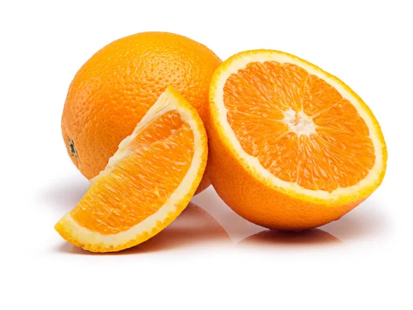 Супер Цитрусовые Студийный Кадр Сочных Апельсинов Белом Фоне — стоковое фото