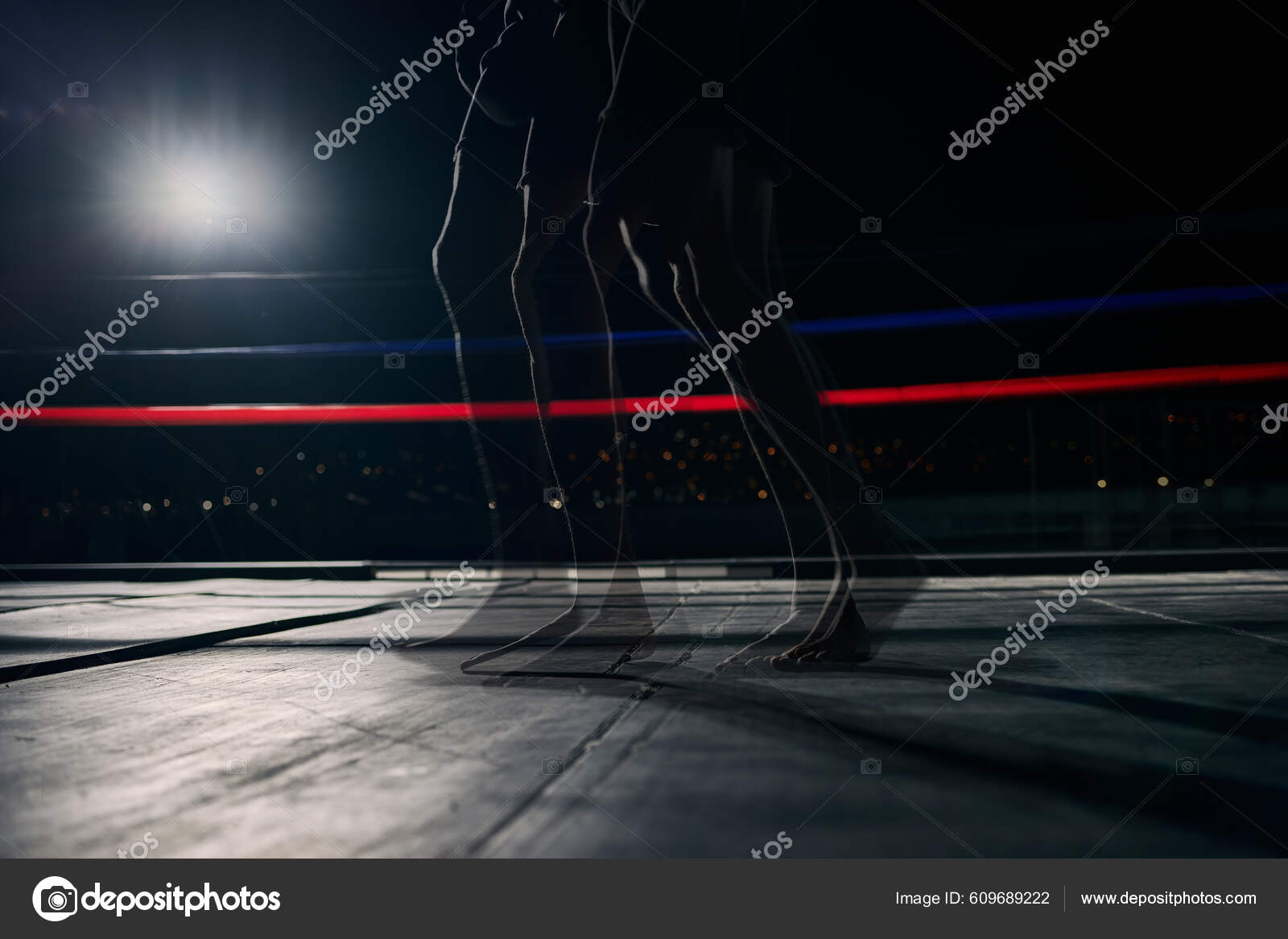 Homme De Ring De Boxe Forte Puissance Et Concentration Combattant