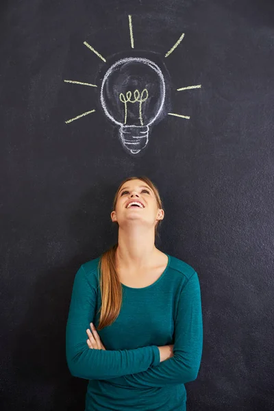 Shes Just Had Lightbulb Moment Attractive Young Woman Standing Front — Stock Photo, Image