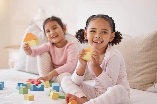Kids Building Blocks Play Learning Fun Education Healthy Development Bedroom — Stock Photo, Image