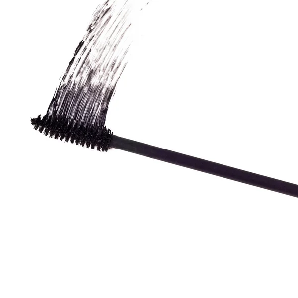 Black New Black Studio Shot Mascara Brush Smearing Makeup White — Stock Photo, Image