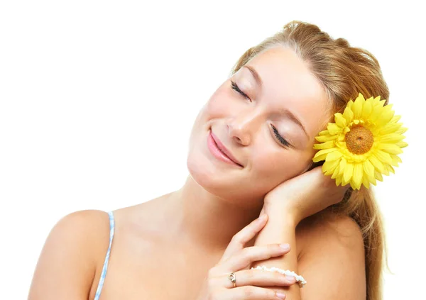 Perfecto Como Pétalo Flor Imagen Del Estudio Una Joven Mujer —  Fotos de Stock