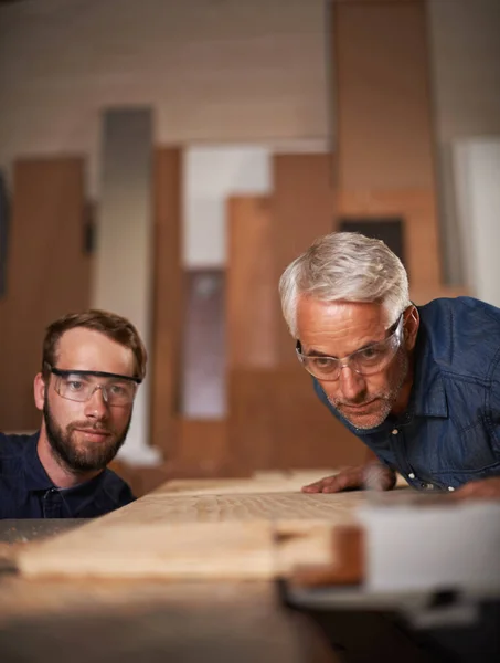 Het Perfectioneren Van Hun Verhoudingen Een Vader Zoon Die Samenwerken — Stockfoto