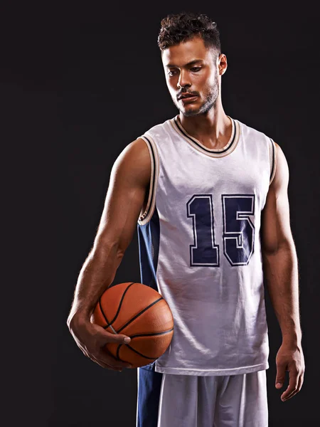Siap Untuk Bermain Bola Studio Shot Dari Pemain Basket Dengan — Stok Foto