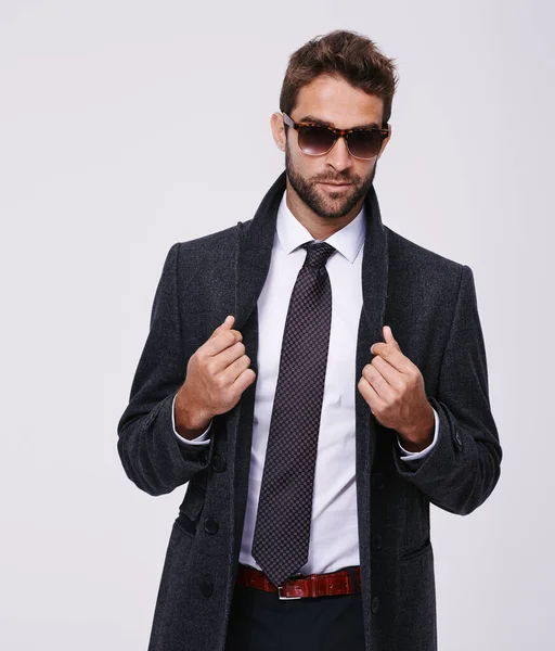 Stylish Ready Work Studio Shot Handsome Well Dressed Young Man — Stock Photo, Image