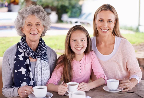 Three Generations Happiness Three Generations Woman Women Family Having Tea — Stock Photo, Image