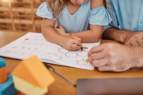 Fille Élève Professeur Avec Crayon Couleur Pour Leçon Créative Pour — Photo