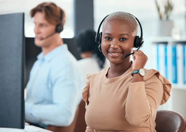 Call Center Vrouw Telemarketing Customer Service Consultant Dragen Een Headset — Stockfoto