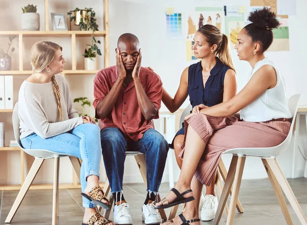 Comunidade Saúde Mental Apoio Com Grupo Conforto Colega Após Más — Fotografia de Stock