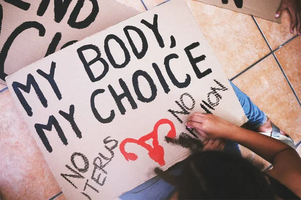 Affisch För Att Protestera Mot Abort Kvinnors Val Kropp Och — Stockfoto