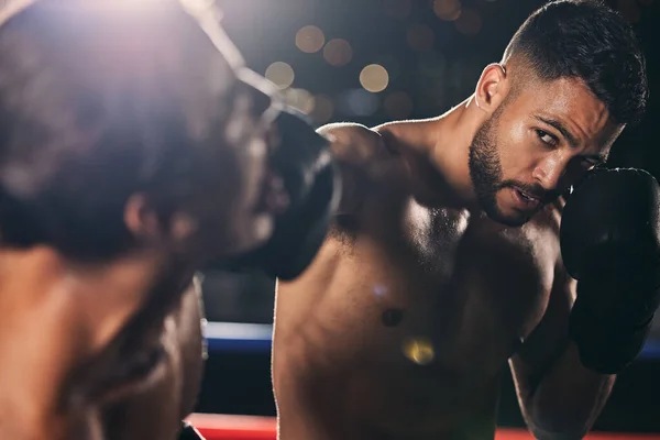 Treinamento Bem Estar Fitness Boxing Soco Homem Com Exercício Treino — Fotografia de Stock