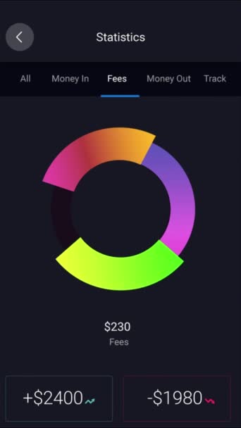 Téléphone App Bancaire Écran Solde Monétaire Statistiques Ligne Frais Bancaires — Video