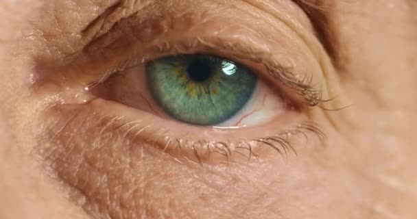 Старший Мужчина Лицо Зеленый Глаз Зрение Психического Здоровья Грустной Пожилой — стоковое видео