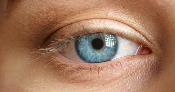 Auge Sehvermögen Und Gesundheit Mit Den Augen Einer Frau Portrait — Stockvideo