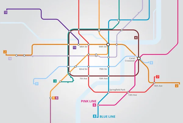 Route Uitstippelen Gekropte Weergave Van Een Kaart Van Metrolijnen — Stockfoto