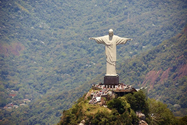 Jest Symbolem Brazylijskiego Chrześcijaństwa Pomnik Chrystusa Odkupiciela Rio Janeiro Brazylia — Zdjęcie stockowe