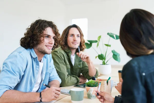 Startup Business Meeting Communication Teamwork Collaboration Young Team Working Success — Stock Photo, Image