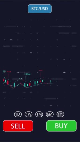 Criptomoneda Comercio Línea Aplicación Finanzas Bitcoin Pantalla Interfaz Usuario Del — Vídeo de stock