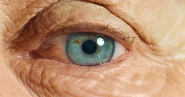 Bewegend Oog Zicht Zicht Van Senior Persoon Oogbal Gezondheid Medisch — Stockvideo