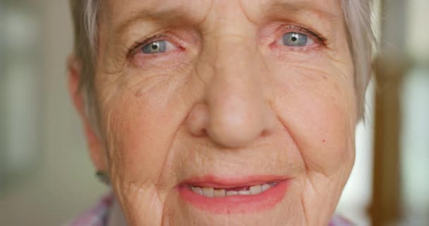 Oudere Vrouw Gepensioneerde Gezicht Portret Dementie Patiënt Oma Verpleeghuis Dame — Stockvideo