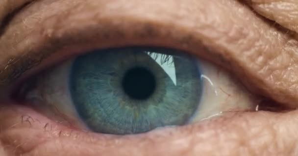 Augen Sehvermögen Und Fokus Mit Dem Auge Eines Senior Während — Stockvideo