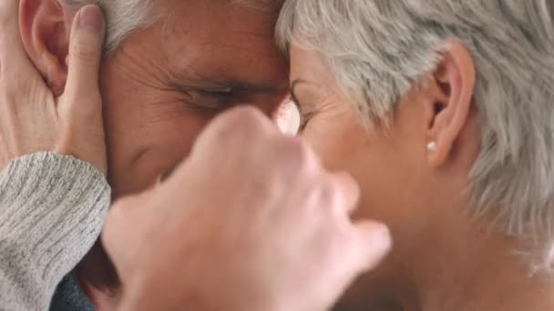 Liebe Vertrauen Und Unterstützung Des Älteren Paares Lächeln Und Berühren — Stockvideo