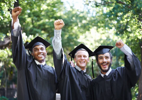 彼らの夢に従うように装備 卒業を祝う幸せな男性学生のグループ — ストック写真