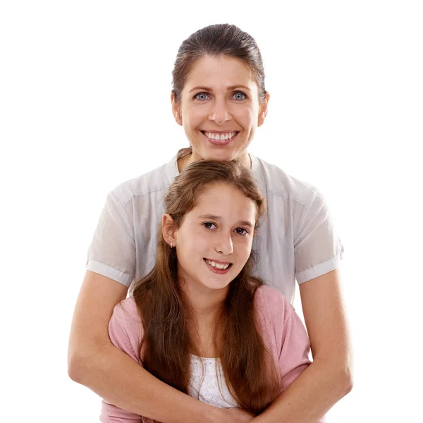 Lucky Have Beautiful Daughter Portrait Mother Embracing Her Daughter — Stock Photo, Image