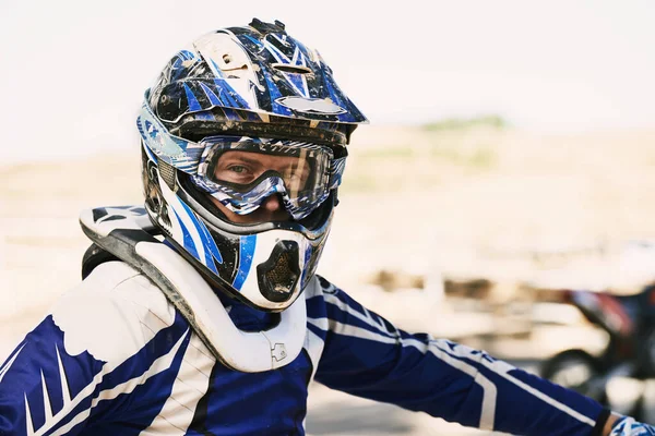 Ready Take Anything Portrait Young Motocross Rider — Stock Photo, Image
