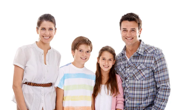 Children Any Parent Would Proud Portrait Happy Family Four Isolated — Stock Photo, Image