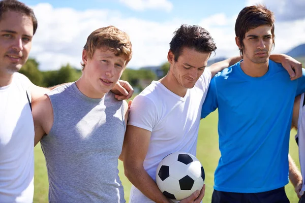 Houden Van Het Spel Een Team Van Jonge Voetballers — Stockfoto