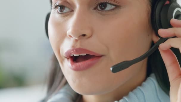 Telemarketing Sales Woman Customer Service Consultant Talking Phone Headset Telesales — Stock Video