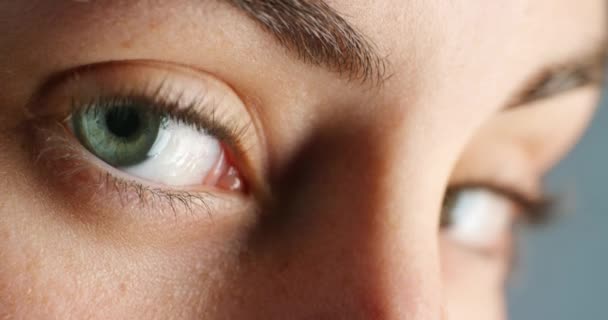 Visão Saúde Olhos Uma Mulher Close Vista Cortada Com Reflexão — Vídeo de Stock