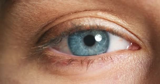 Close Van Een Blauw Oog Gezichtsvermogen Gezichtsvermogen Voor Optometrie Eyecare — Stockvideo
