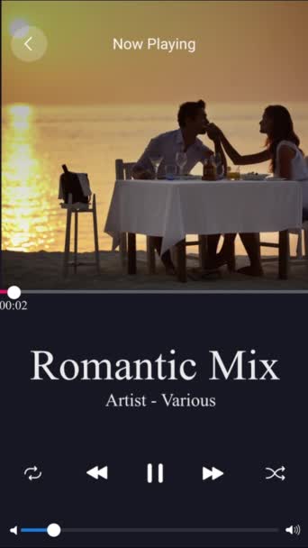 Aplikacja Muzyczna Streaming Cyfrowej Listy Odtwarzania Albumu Multimedialnego Lub Romantyczny — Wideo stockowe