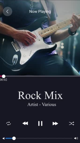 Telefon Aplikace Rocková Hudba Přehrávání Playlistu Mediálních Stránkách Technologií Smartphone — Stock video