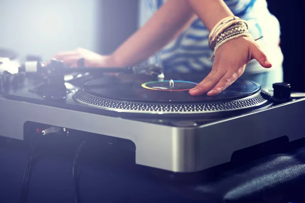 Mixing Perfect Musical Offering Cropped View Mixing Music Turntable — Stock Photo, Image