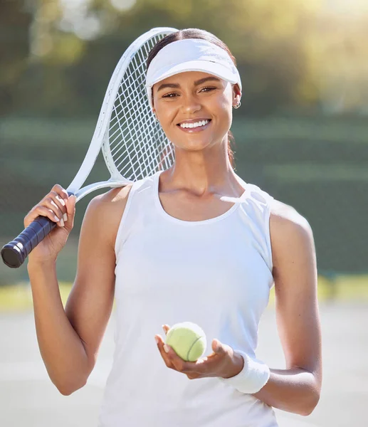 Tennis Fitness Und Sport Frau Mit Schläger Für Training Bewegung — Stockfoto