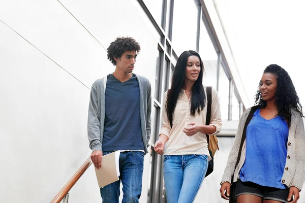 Calculus Class Tough Group College Students Walking Together Class — Stock Photo, Image