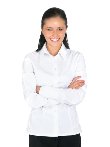 Positive Business Portrait Attractive Young Businesswoman White Background — Stock Photo, Image