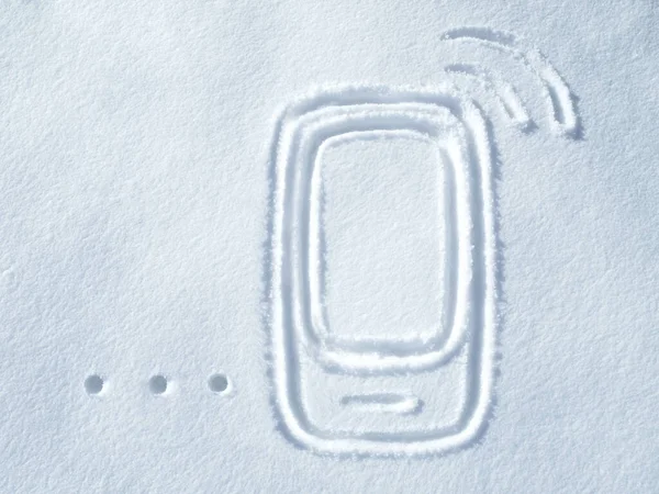 Zima Nie Zatrzyma Wifi Smartfon Narysowany Śniegu — Zdjęcie stockowe