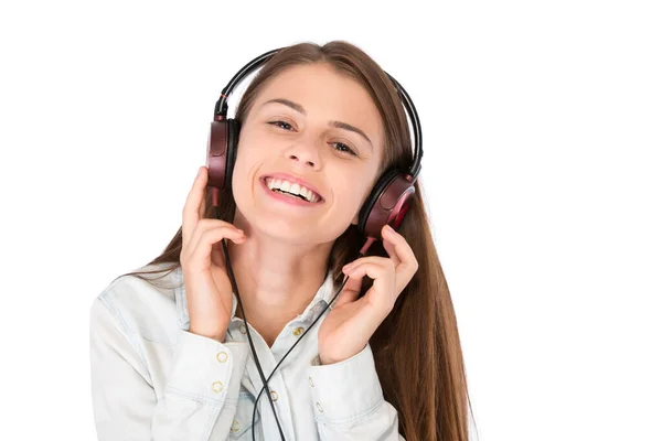 Sentir Ritmo Captura Estudio Una Mujer Escuchando Música Través Auriculares —  Fotos de Stock