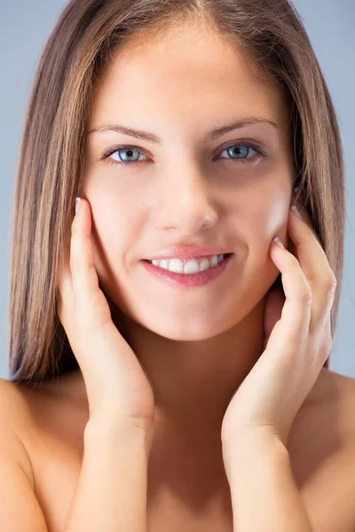 Loving New Skincare Regime Head Shoulders Studio Shot Beautiful Young — Stock Photo, Image