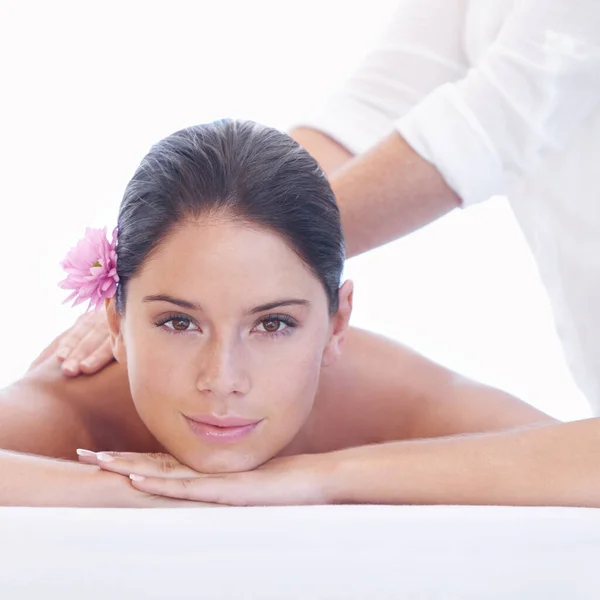 Spa Great Idea Attractive Young Woman Getting Back Massage Spa — Stock Photo, Image