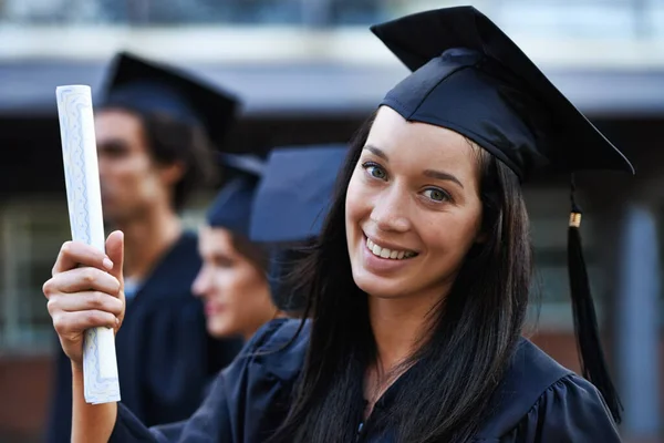 Alcançar Sonhos Dela Tornou Mais Fácil Estudantes Sua Cerimônia Formatura — Fotografia de Stock