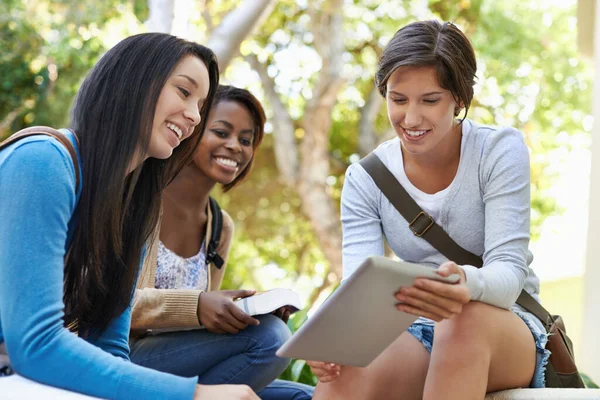 Study Group Friendship Diverse Group College Students Sitting Together Doing — Stock Photo, Image