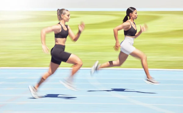 Motivación Energía Deportes Mujeres Corredor Entrenamiento Pista Carreras Potencia Velocidad — Foto de Stock